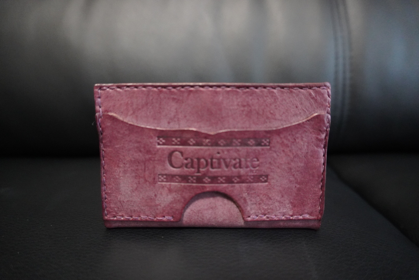 [沖縄ミンサー柄レザー] コインケース| 手縫い仕上げ| 男女兼用| Captivate