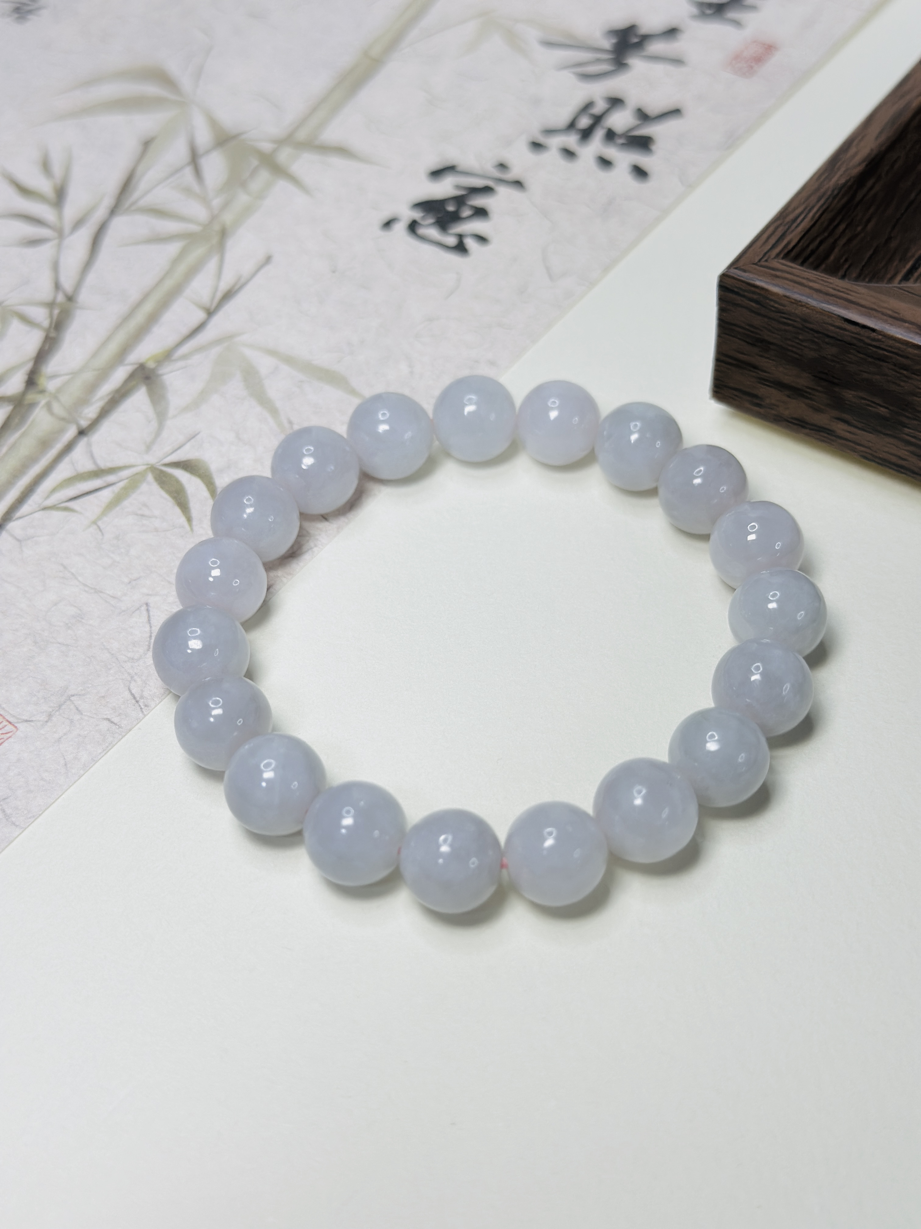 ミャンマーA貨翡翠 本翡翠ジェイド ラベンダー翡翠ブレスレット