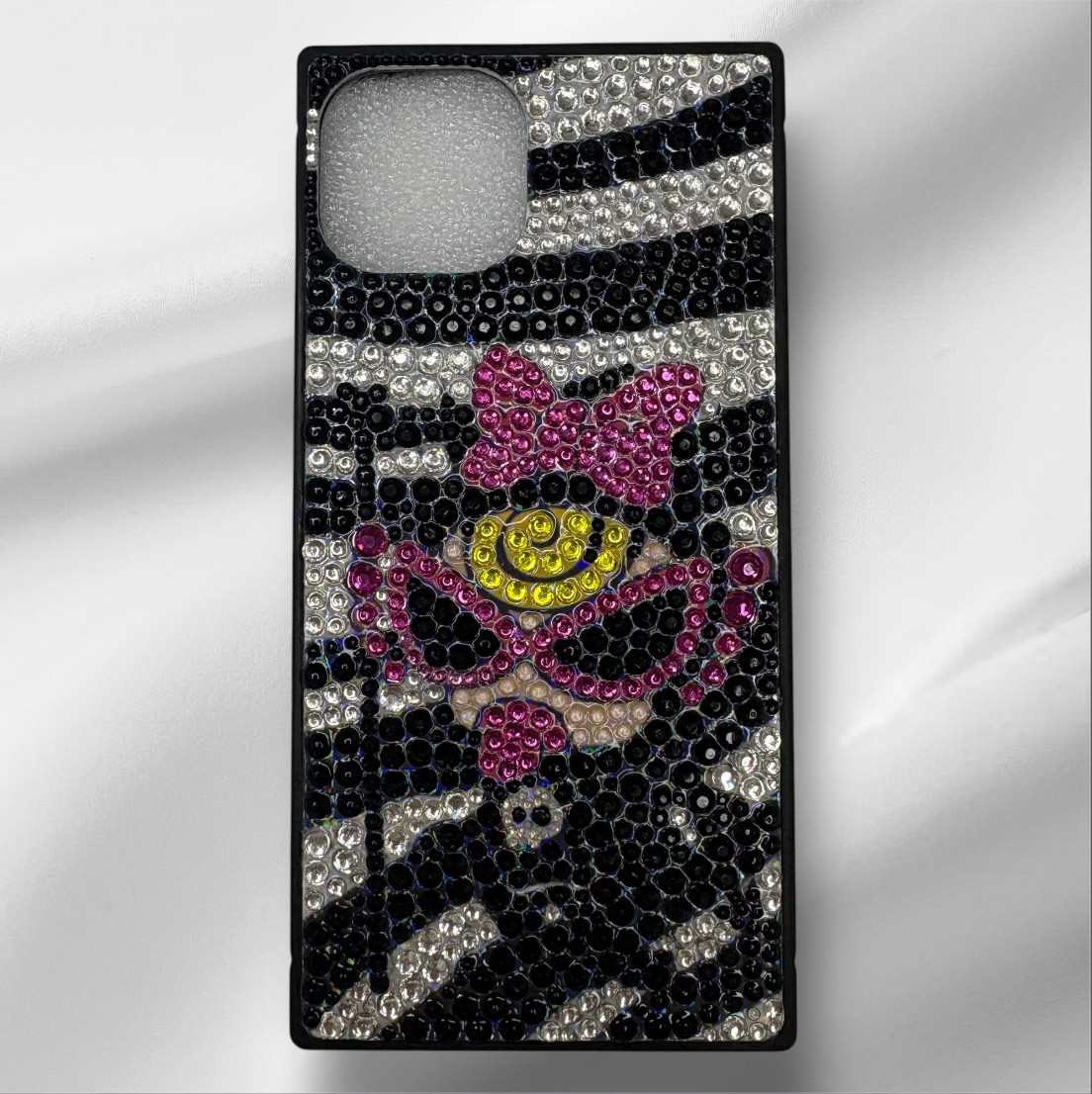 ガラスストーン デコ電 iPhone13 スクエアケース スマホケース 携帯ケース