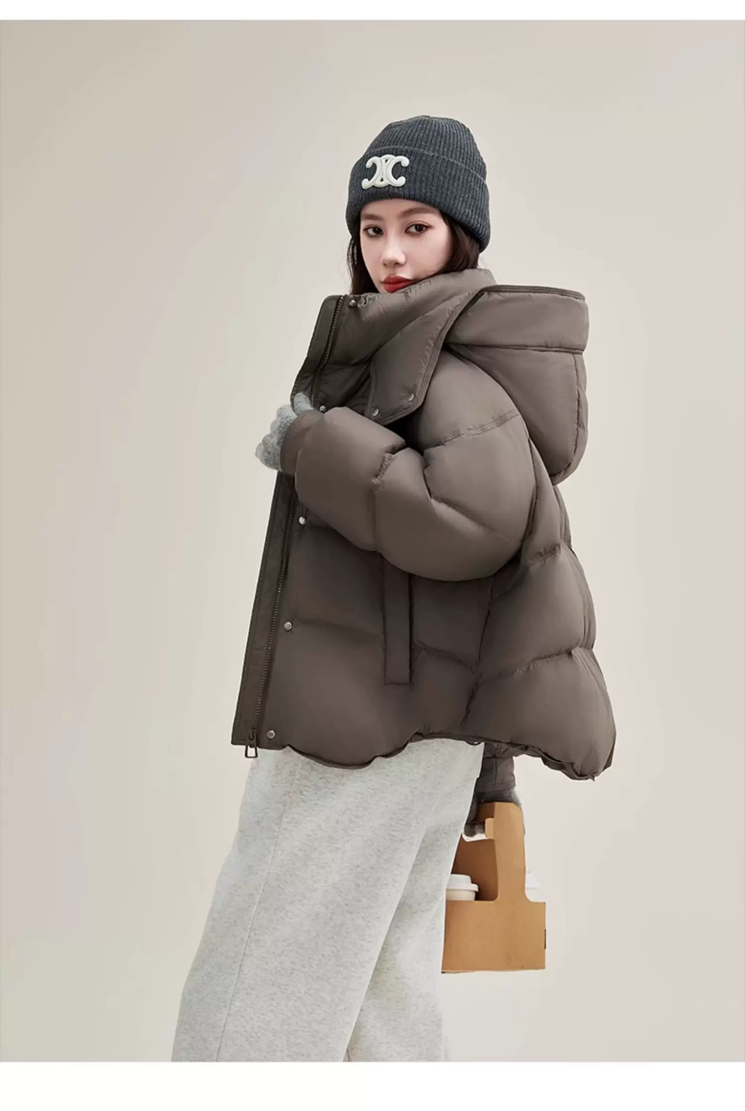 カーディガン トレーナー コート ジャケット 裏起毛 秋冬黒ふわふわ裏起毛ニットフード付きロングコート 受注制作 通勤