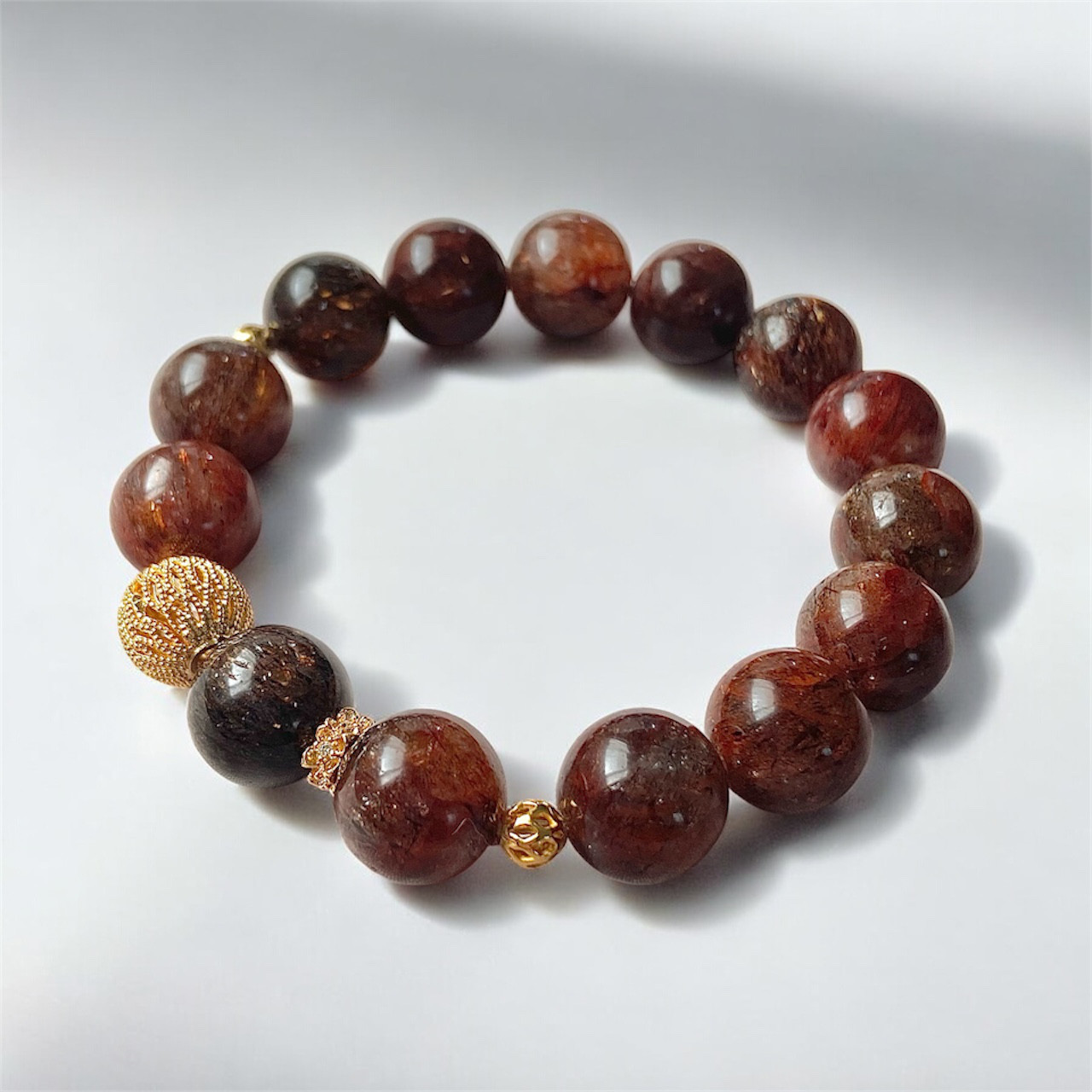 ★再販★ 成功・財・守護 ブラックゴールドスーパーセブン フォリエーテッドマイカインクォーツ 天然石 ブレスレット