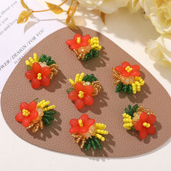 7423」虹色 フラワー ニコちゃん 3種類✳︎6個セット ビーズ