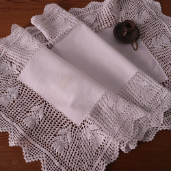 ドイツのヴィンテージ/大判167x126㎝ バテンレースがたっぷりあしらわ