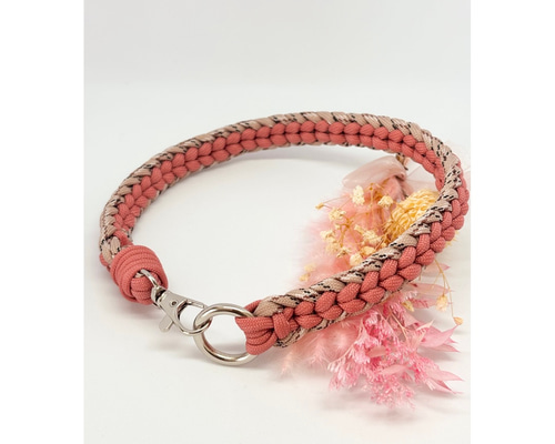 犬用チョーカー／パラコード／幅広ハート編み／選べるカラー／開閉式