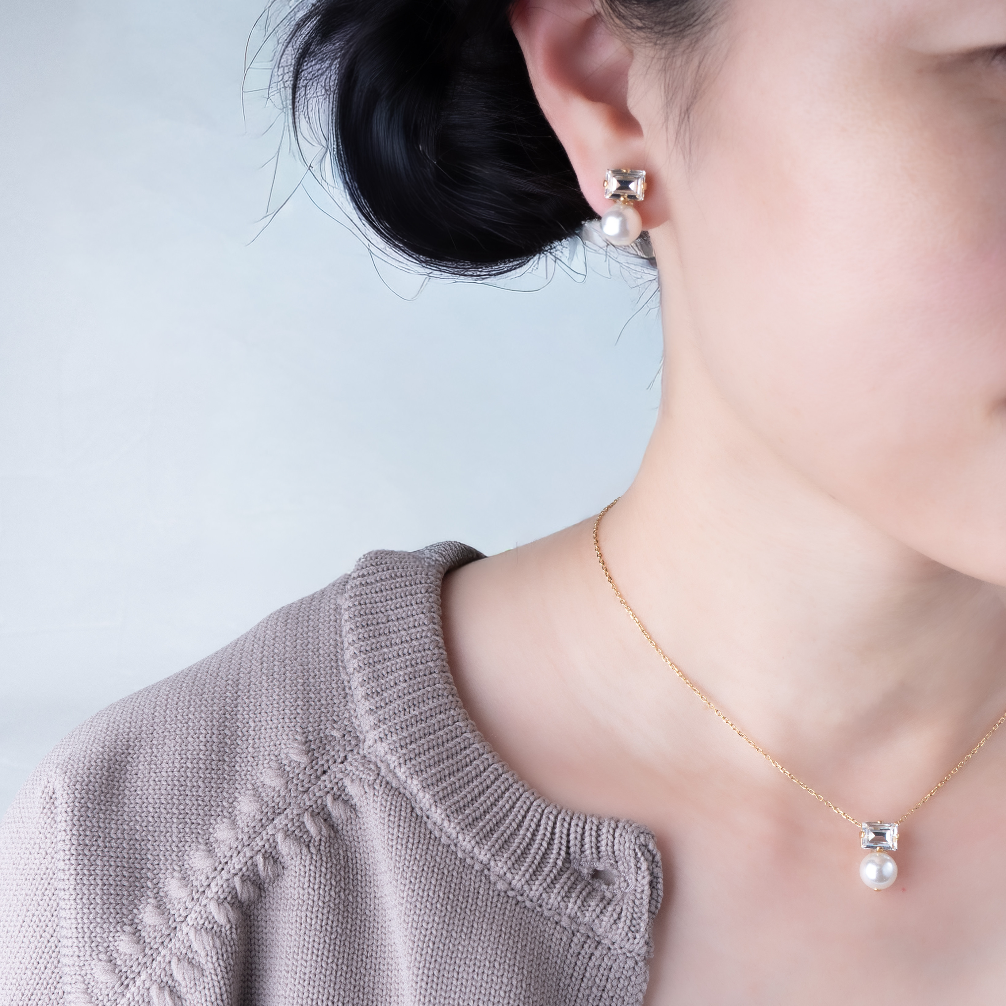 Creema限定 新春福袋2026〈梅〉横クリスタル×貝パール  アレルギー対応　サージカルステンレス　クリスマス