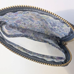 仕切り付きA7　L字ファスナー　クリアポーチ 　クラシックガーデン　リバティラミネート　♡定番柄の見事な饗宴 7枚目の画像