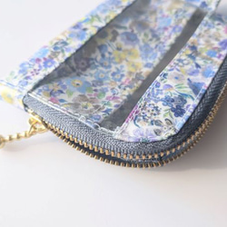 仕切り付きA7　L字ファスナー　クリアポーチ 　クラシックガーデン　リバティラミネート　♡定番柄の見事な饗宴 6枚目の画像