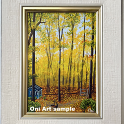 美瑛・青い池03」アクリル画 原画 風景画 額縁付 SMサイズ 絵画 Oni