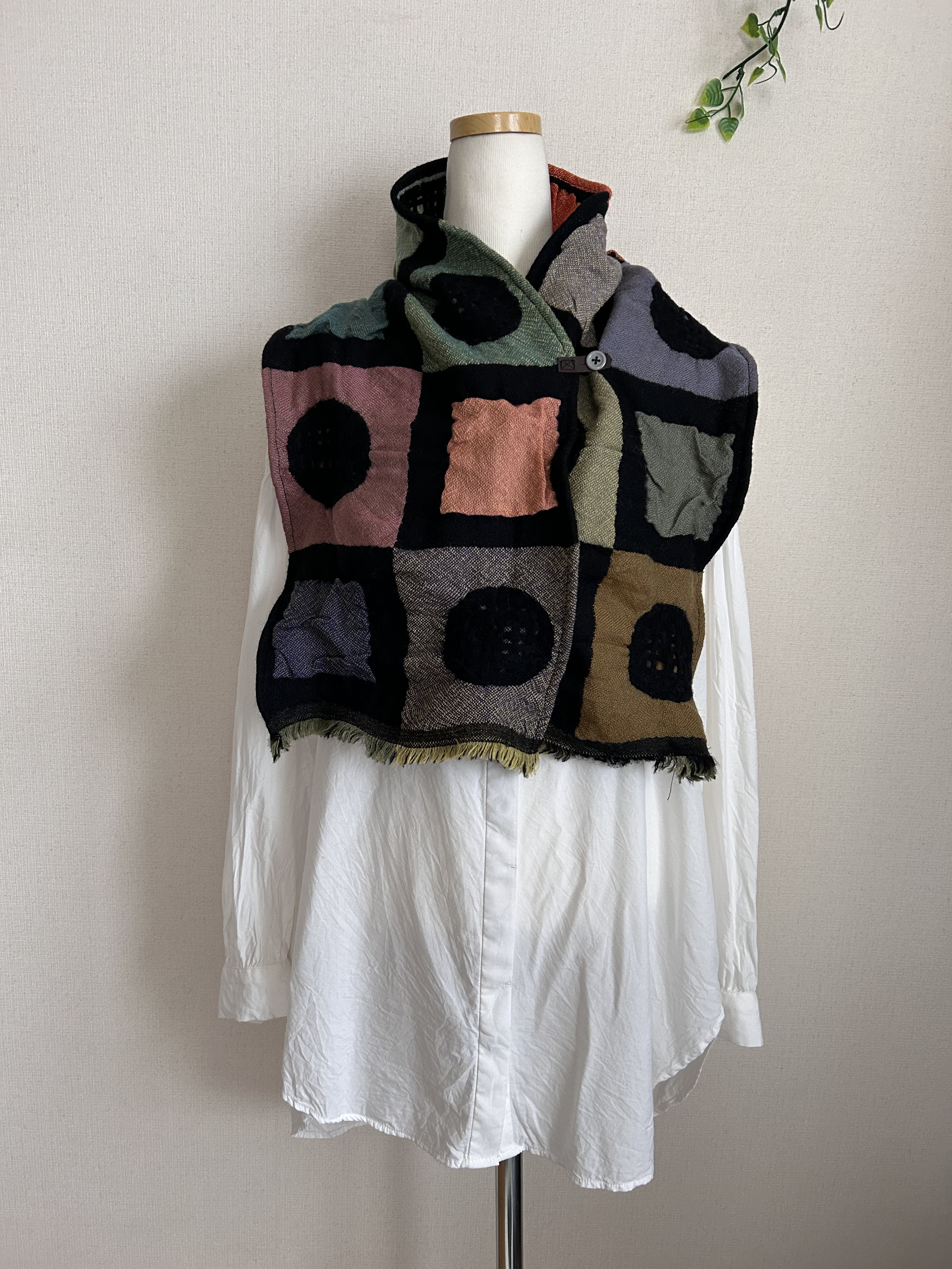 おしゃれレトロパネルウール混ショートストール＆マフラー