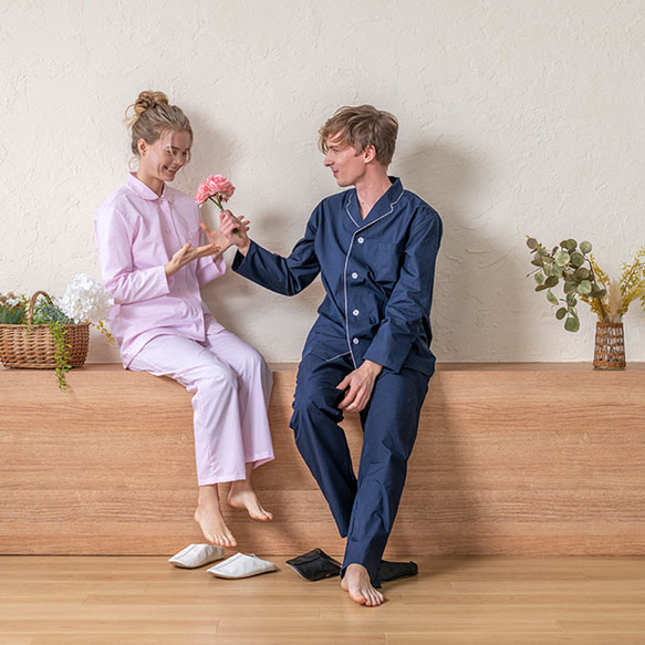 ギフトにおすすめ パジャマブランド nete レディース  ブロード ピンクプレーン 6513-5145-63 9枚目の画像