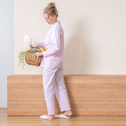 ギフトにおすすめ パジャマブランド nete レディース  ブロード ピンクプレーン 6513-5145-63 3枚目の画像