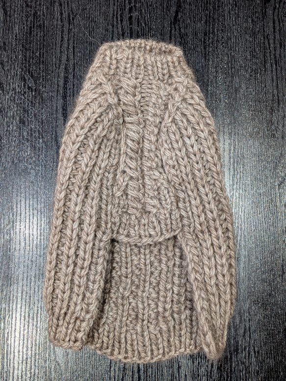 犬服♪裾ラウンド型シンプルなアランアラン模様のざっくりとした手編みセーター(小型犬SS〜Sサイズ) 2枚目の画像