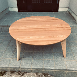 こたつテーブルタモ90丸折りたたみ脚日本製・ヒーター付き こたつ