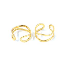 ejr141【1個】13-15号対応 滑らかなライン ニュアンスラインリング ｜真鍮製・日本製・低金属アレルギー対応 4枚目の画像