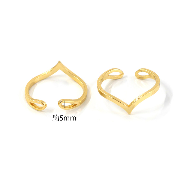 ejr140【1個】13-15号対応 ハートラインリング ｜真鍮製・日本製・低金属アレルギー対応 6枚目の画像
