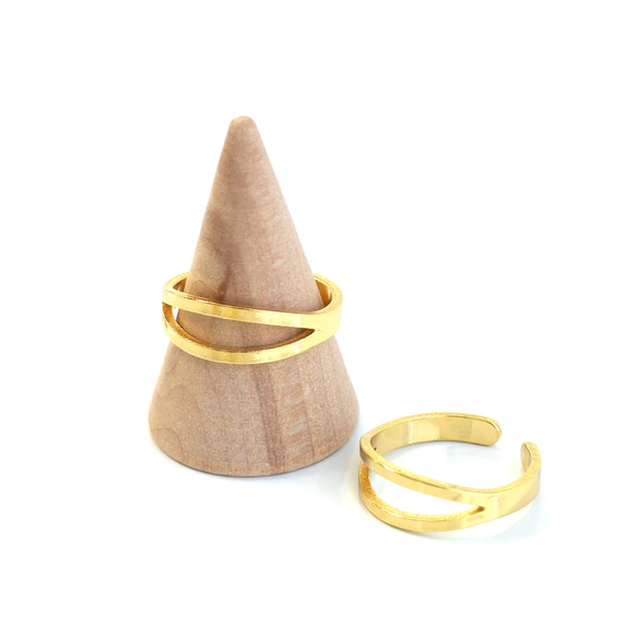 ejr138【1個】13-15号対応 ダブルラインリング ｜真鍮製・日本製・低金属アレルギー対応 ejr138 6枚目の画像