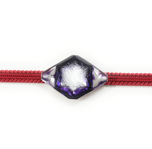 「幸への祈り・未来創造」東京切子帯留め　幸映（さちばえ）　紫 8枚目の画像