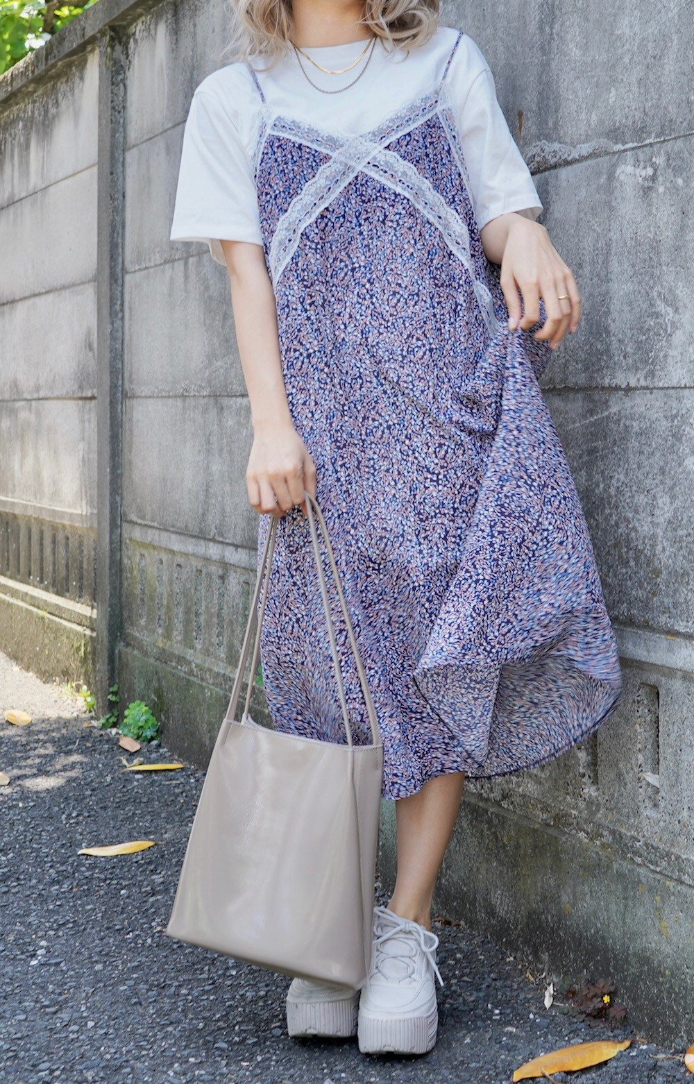 Flower Cami-onepiece & T-shirts 2P SET