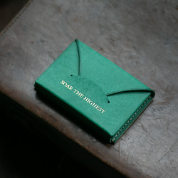 ［ 刻印無料 ］ 封筒みたいな本革の名刺入れ「  f u t o u  」_グリーン 7枚目の画像