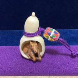 ☆本象牙根付 象牙＆堆朱瓢箪 正絹紐☆ その他雑貨 石橋象牙店 通販