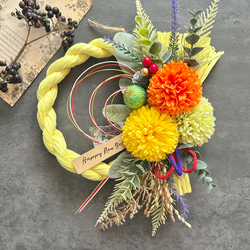 No.74 カラー八の字しめ縄リース2024 ハンドメイドお正月飾り 玄関