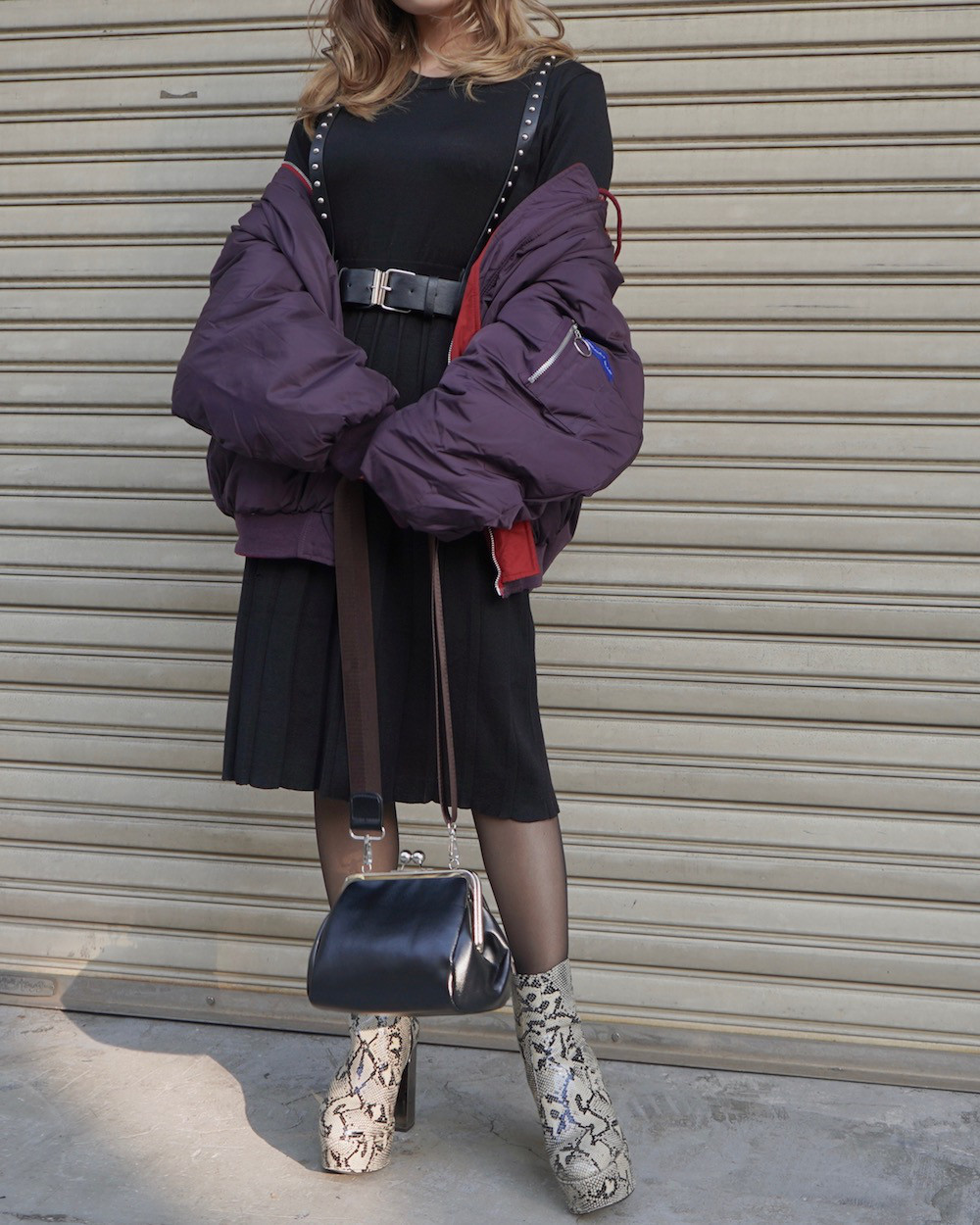 Fit&Flare Knit Pleats Onepiece (black) ワンピース　モノトーン