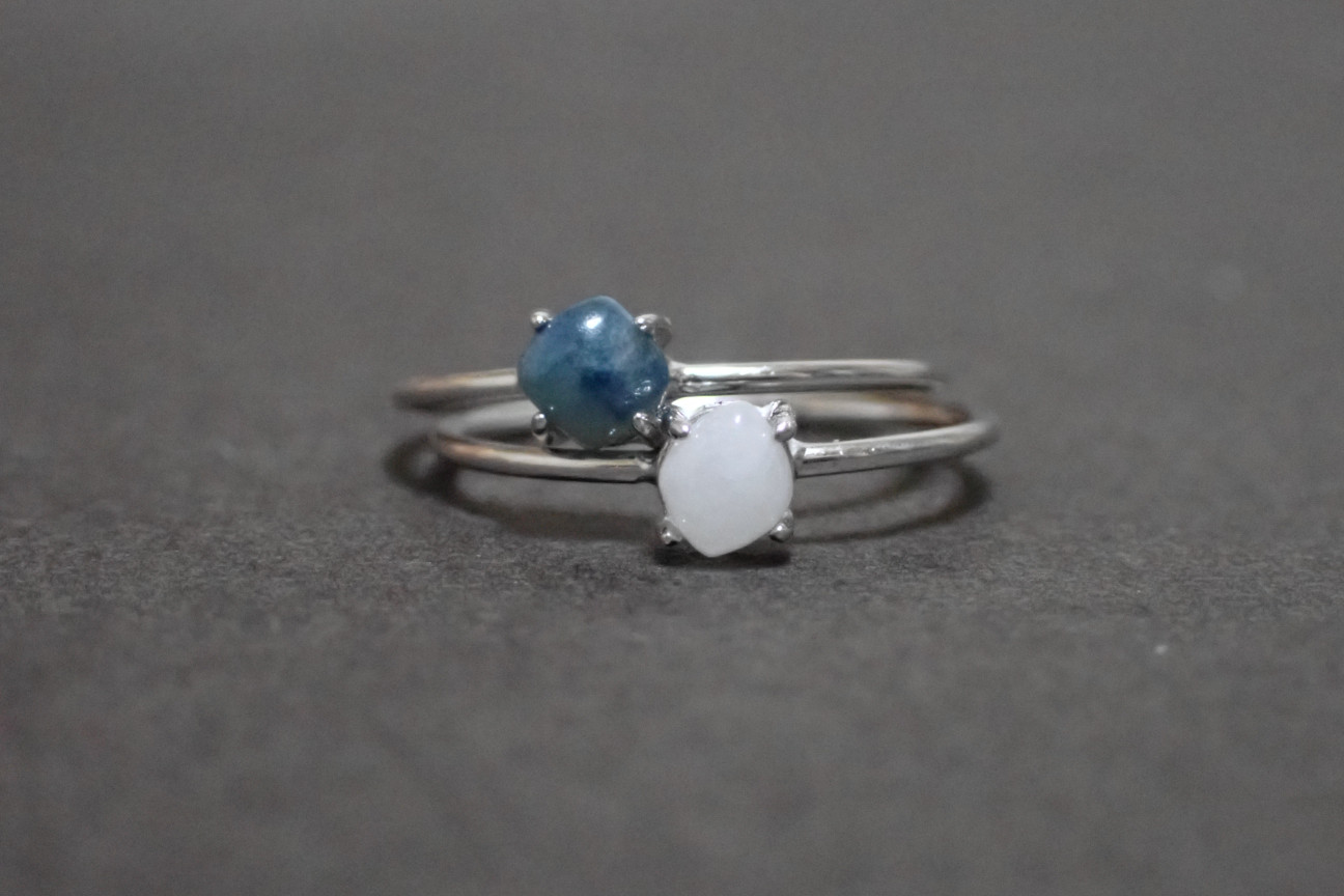 糸魚川翡翠　青　白　リング