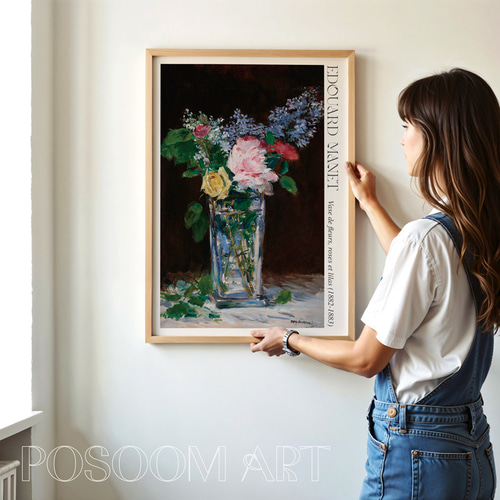 絵画 アートポスター クリスタルの花瓶と淡い花達 クリスタルの花瓶 - 数字で塗り絵 – Cheerful painting®（JP）