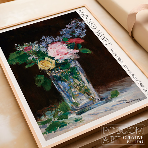 絵画 アートポスター クリスタルの花瓶と淡い花達 クリスタルの花瓶 - 数字で塗り絵 – Cheerful painting®（JP）