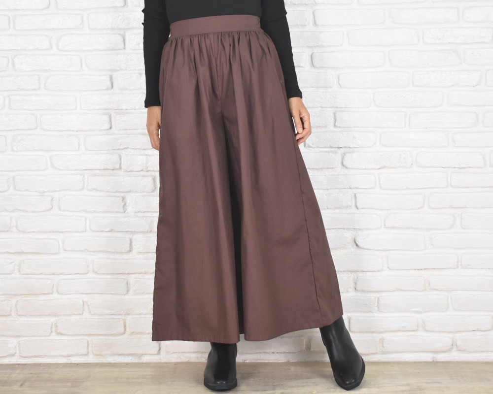 新色追加！コットンツイルワイドパンツ　＜ココアブラウン＞