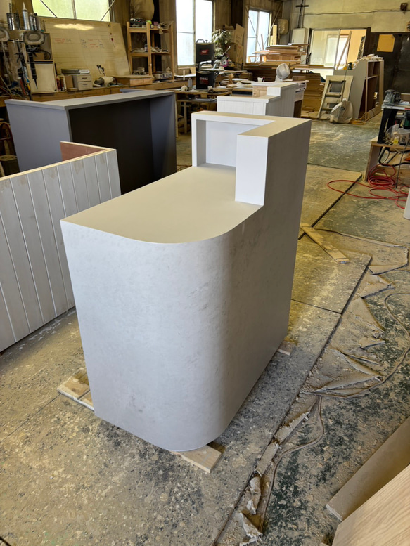 ワイド90  石っぽいアールカウンター　レジカウンター 3枚目の画像