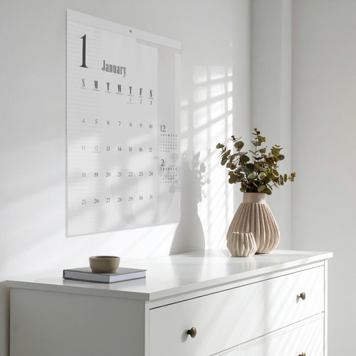 美品 NAVA MAX365 壁掛けカレンダー 海外インテリア モノトーン