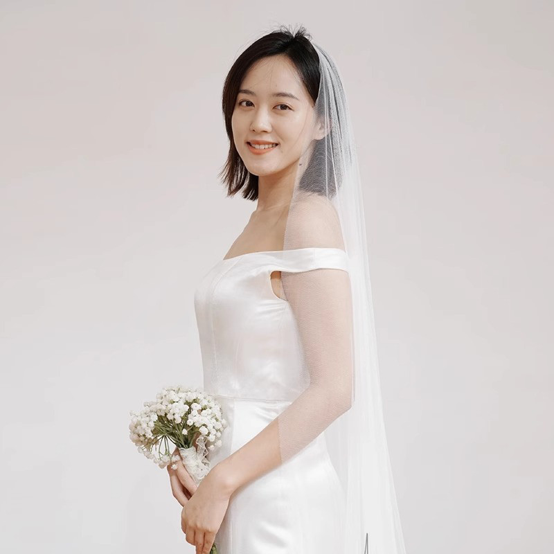 オフショルダー 白黒 サテン ウェディングドレス シンプル 韓国風 花嫁 パーティー 演奏会 二次会 前撮り HL417