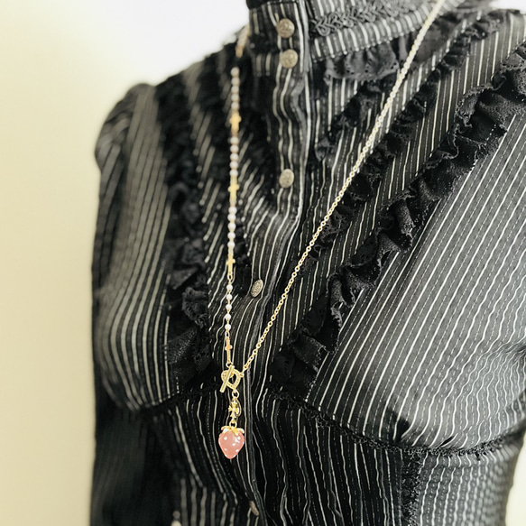 【限定♡】いちご＆十字架のペンダント・ハート 5枚目の画像