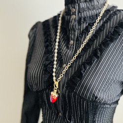 【限定♡】大粒いちご＆大粒パールのペンダント・ハート 6枚目の画像