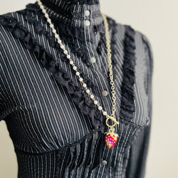 【限定♡】大粒いちご＆大粒パールのペンダント・サークル 6枚目の画像