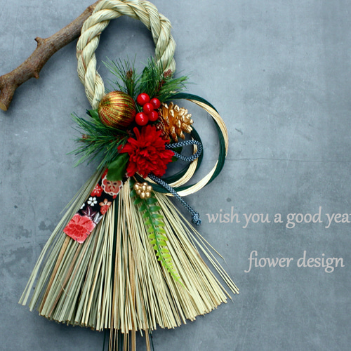 ☆新作割☆まゆ月緑水引お正月しめ縄飾り☆36cm☆ しめ縄・しめ飾り