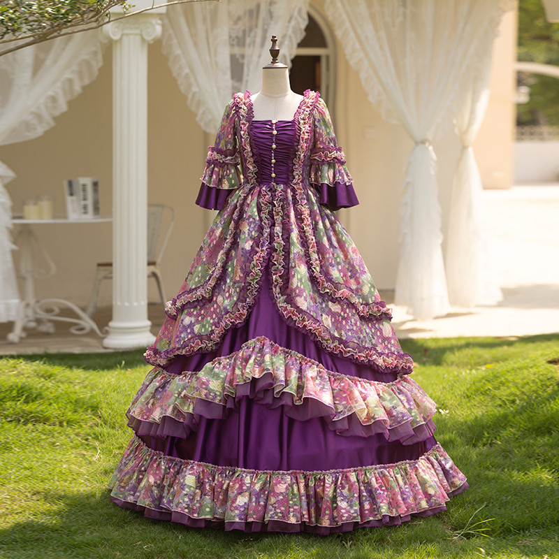 豪華 紫 半袖 ロリータ パーティードレス 可愛い  プリンセス 誕生日 演奏会 二次会 前撮り 披露宴 08941