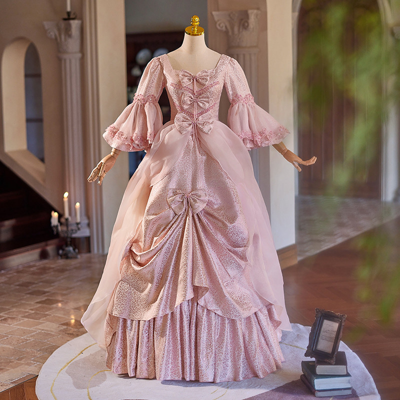 豪華 ピンク ロリータ リボン パーティードレス 可愛い  プリンセス 誕生日 成人式 二次会 前撮り 披露宴 8931