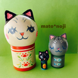 祈りの天使&木の実とお花のクリスマスツリー マトリョーシカ 2人組