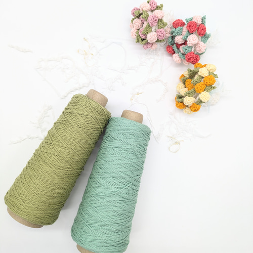 レッド〉花束になるバラのコースター かぎ針編み 編み物 プレゼント