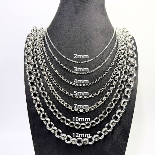 ロールチェーン ネックレス シルバー 40-80cm 幅3mm 925刻印