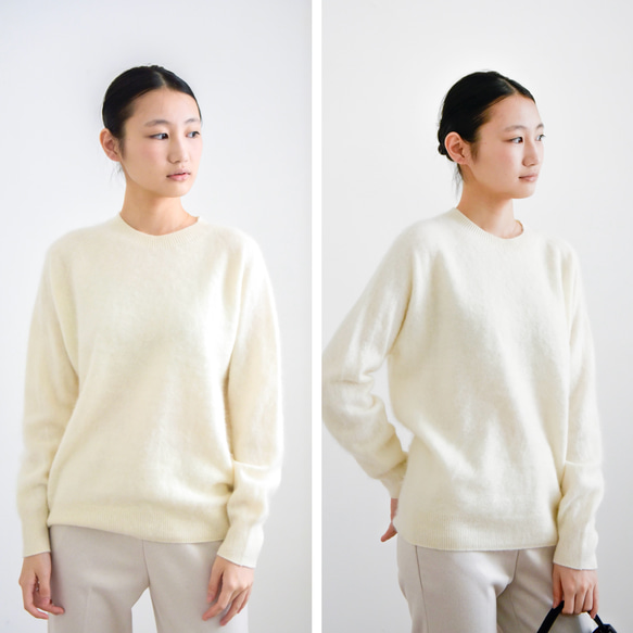 【カシミヤ100%★無縫製】超柔らか起毛│ シームレス│丸ネック│上品│T-238 2枚目の画像