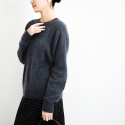 【カシミヤ100%★無縫製】超柔らか起毛│ シームレス│丸ネック│上品│T-238 13枚目の画像