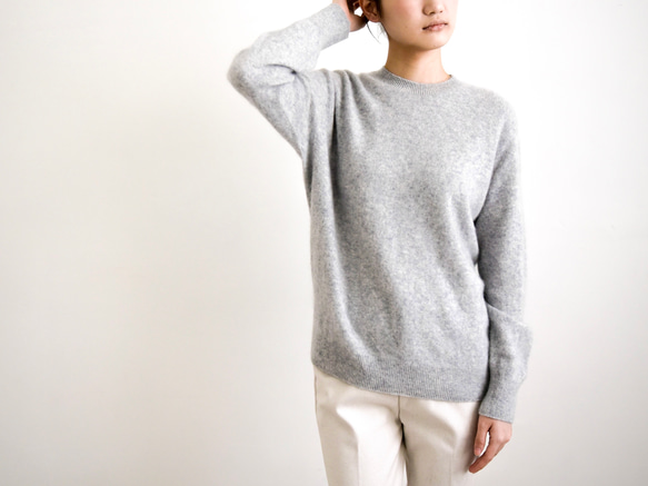 【カシミヤ100%★無縫製】超柔らか起毛│ シームレス│丸ネック│上品│T-238 12枚目の画像