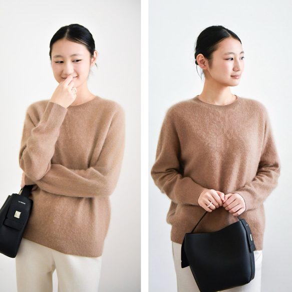 【カシミヤ100%★無縫製】超柔らか起毛│ シームレス│丸ネック│上品│T-238 17枚目の画像