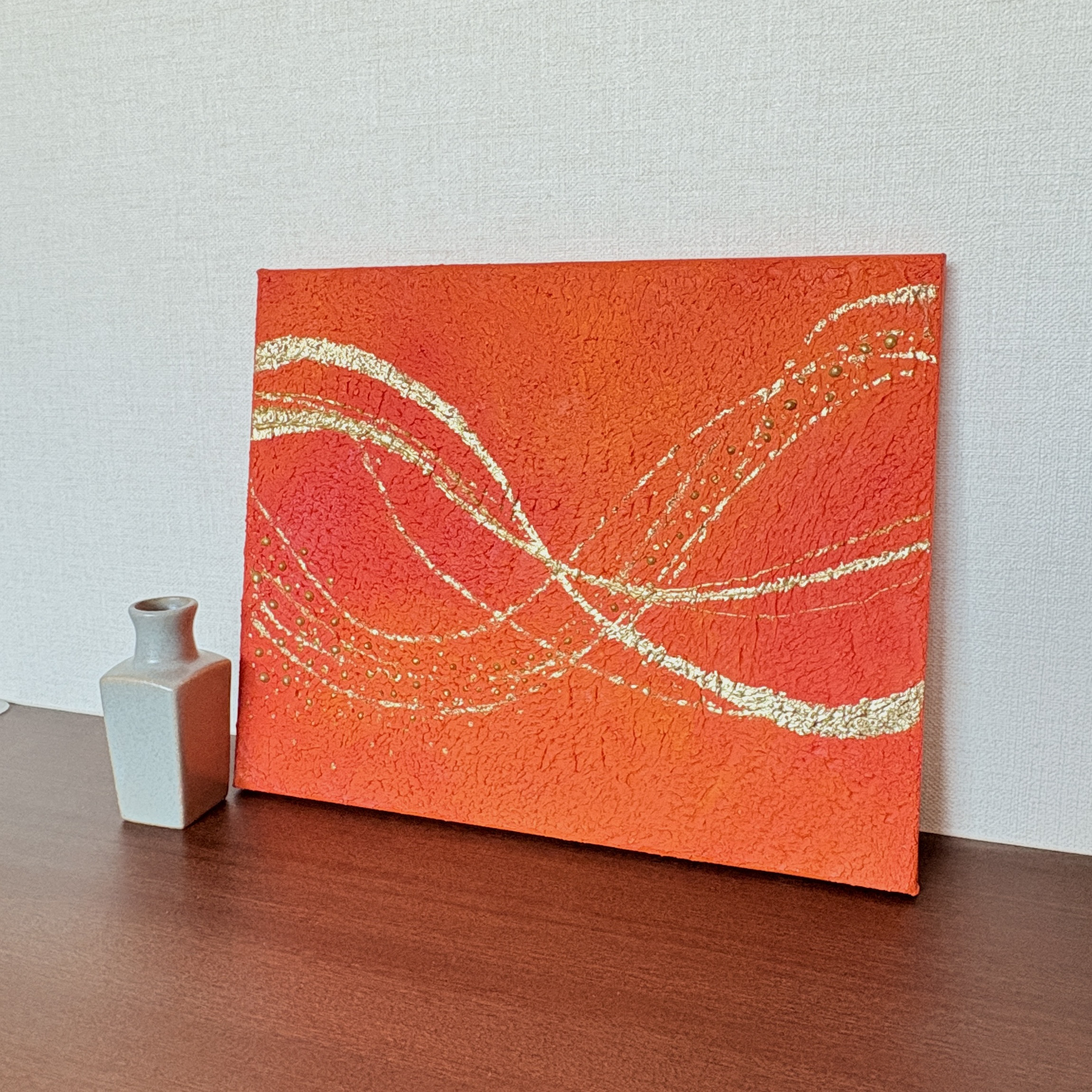 テクスチャーアート　橙色アート　揺らぎ　2026ラッキーカラーアート