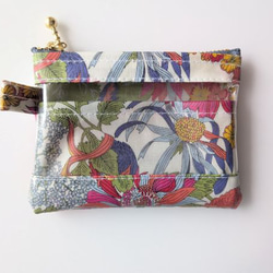 仕切り付きxxs-3（カードサイズ）　リバティラミ　アンジェリカガーラ　クリアポーチ　♡大胆な大花 2枚目の画像