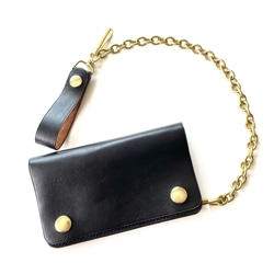 レザー トラッカーウォレット ウォレットチェーン 黒 スタッズ付き b01f979628aaca0cd73de5236a4a4d