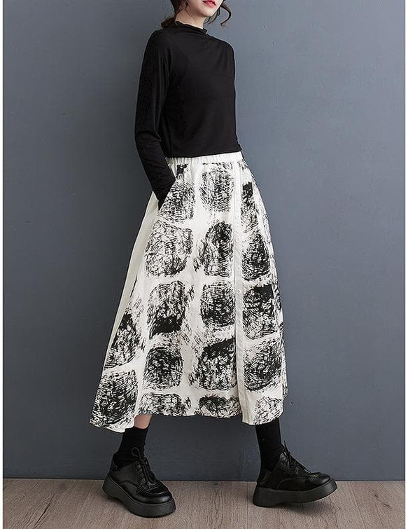 スカート　大きいサイズ レディース 秋冬　春 新品 ウエストゴム　ひざ丈 5枚目の画像